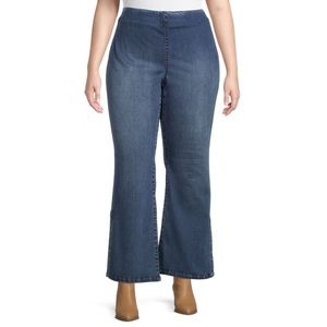 Alivia Ford Women's Plus Size Pull-On Square Pocket Flare Leg Jeans